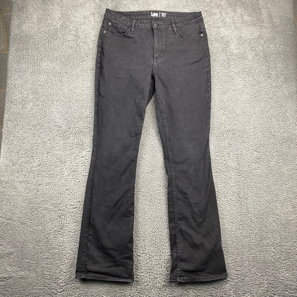Lee Regular Fit Boot Cut Mid Rise Black Jeans Womens Size 14L‎